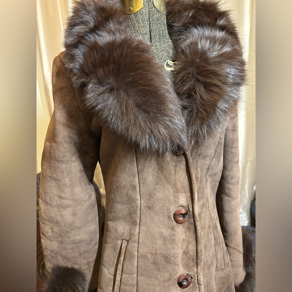 Knowles & Carter London - Vintage 1970s sheepskin coat with fur collar - size S - Picture 3 of 13